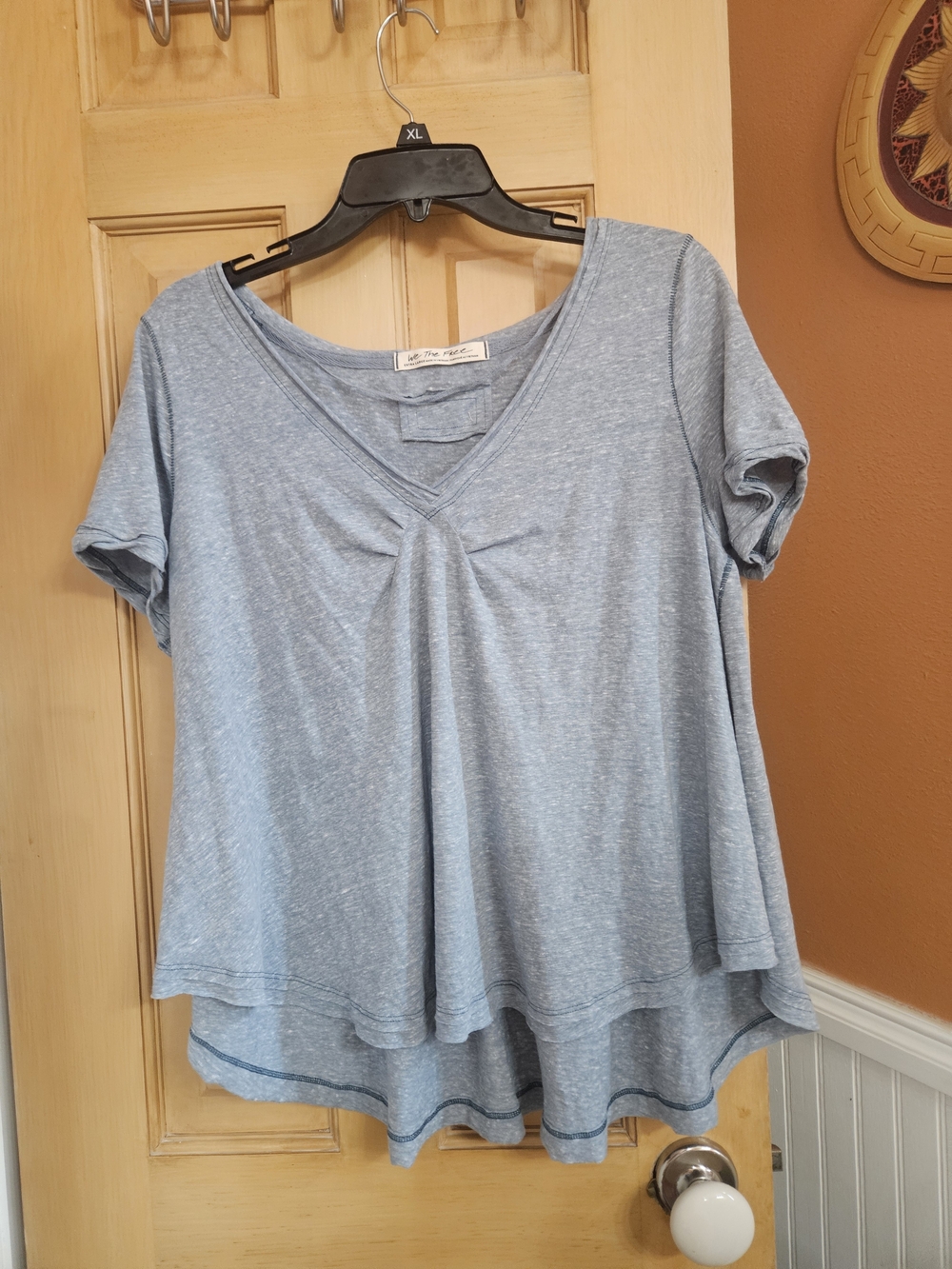 We The Free Light Blue Short Sleeve V-Neck Tee